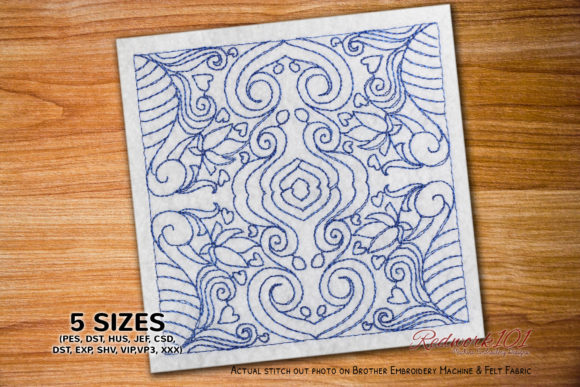 Abstract Flower Redwork for Boutique Apparel