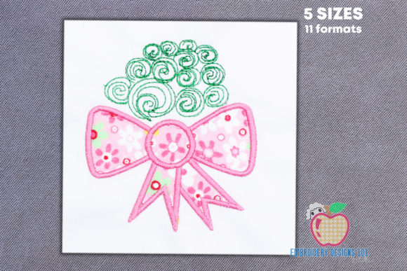 Bow with Tree Applique: A Versatile Embroidery Design