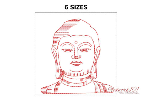 Buddha Face Bluework: A Serene Embroidery Design