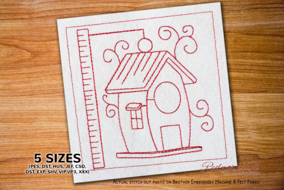 Charming Handmade Birdhouse Lineart for Embroidery