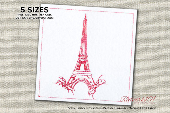 Eiffel Tower Lineart for Seasonal Embroidery