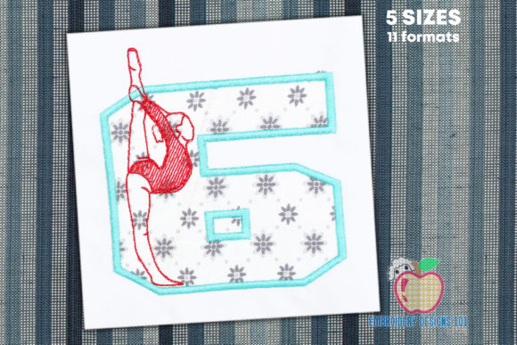 Gymnast 6th Birthday Applique: A Charming Embroidery Design