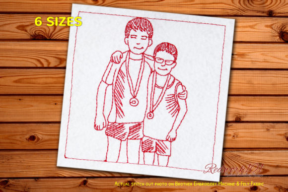 Swimmers with Medal Redwork: A Versatile Design