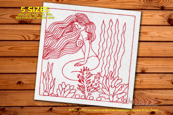 Young Mermaid Embroidery for Seasonal Charm